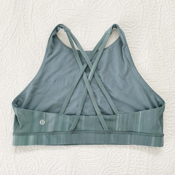 Lululemon Energy Bra *High Neck, Linear Spray Dye White Deep Ocean - Picture 4 of 7